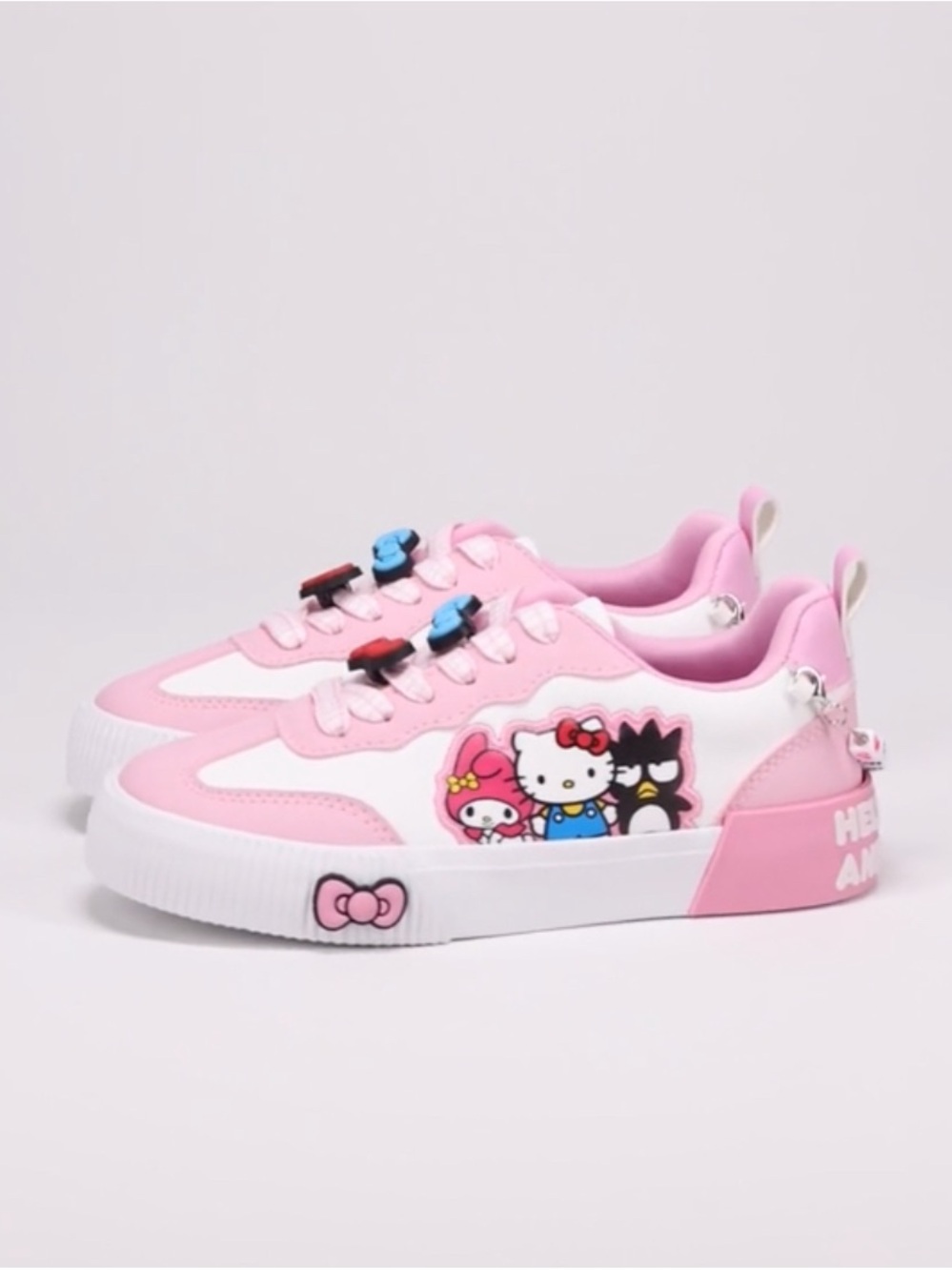 Hello Kitty Pink and White Kids Sneakers with Character Charms